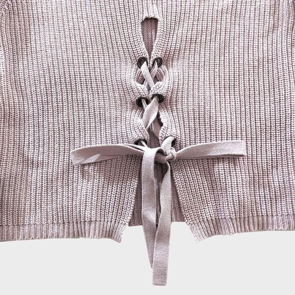 Moon & Madison Tie Back Sweater Women's M Pink Knit Coquette Minimalist Ballet - Picture 3 of 8